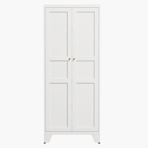 Yizosh white 5 Tier Kitchen Pantry Storage Cabinet,  71" Metal Storage Cabinet with 2 Doors & 4 Adjustable Shelves, Freestanding Tall Cupboard
