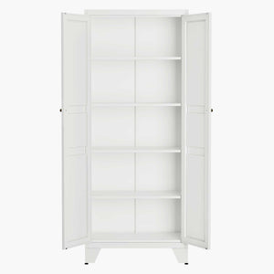 Yizosh white 5 Tier Kitchen Pantry Storage Cabinet,  71" Metal Storage Cabinet with 2 Doors & 4 Adjustable Shelves, Freestanding Tall Cupboard