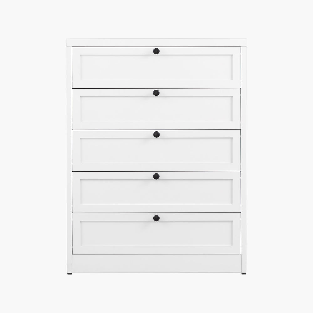 Yizosh 5-Drawer White Metal Dresser with Storage