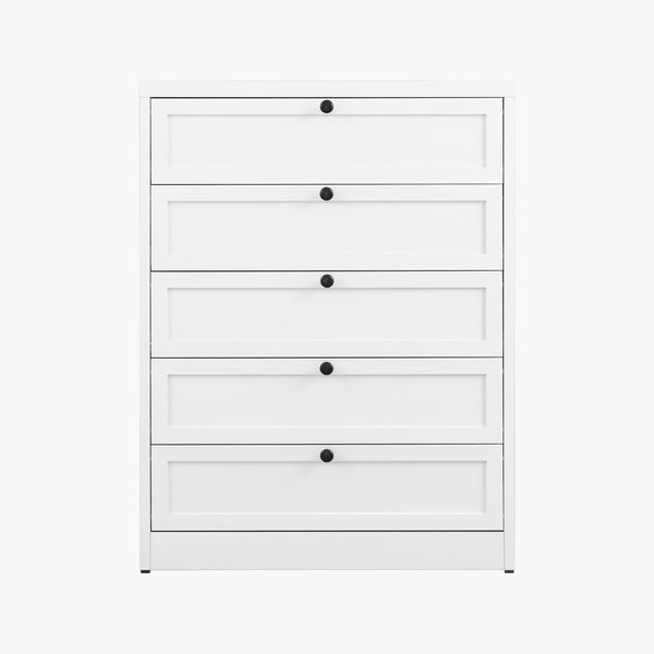 Yizosh 5-Drawer White Metal Dresser with Storage