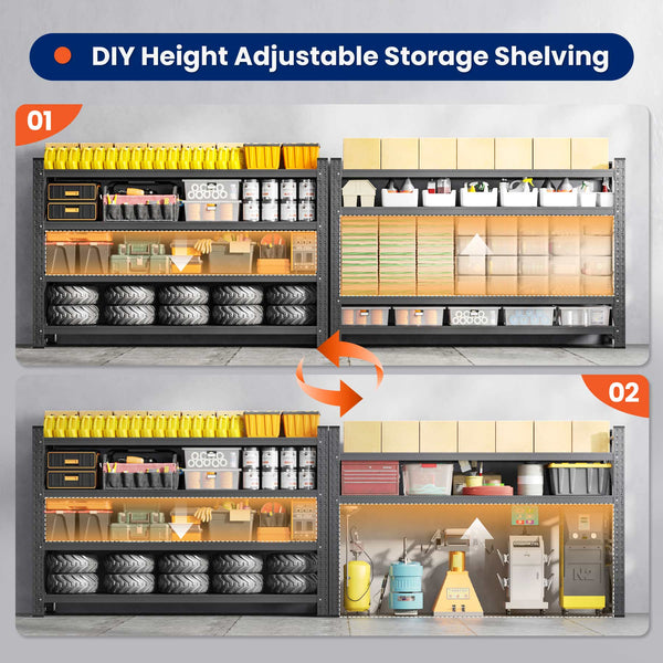 Yizosh 75" W Heavy Duty Metal Shelving – 9000 lbs Capacity, Adjustable Steel Shelf