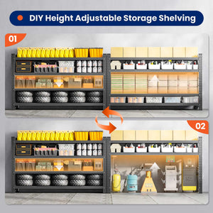 Yizosh 68" W Heavy Duty Metal Garage Shelving – 4 Tier Storage Rack, 8000 lbs Capacity