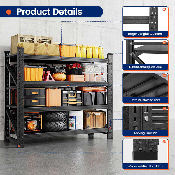 Yizosh 40" W Heavy Duty Garage Storage Shelves – 3000 lbs Capacity, Adjustable Standing Shelf