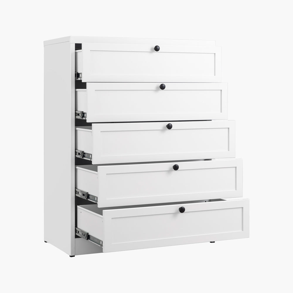 Yizosh 5-Drawer White Metal Dresser with Storage