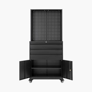 71" Rolling Metal Storage Cabinet with 3 Drawers and Adjustable Shelves