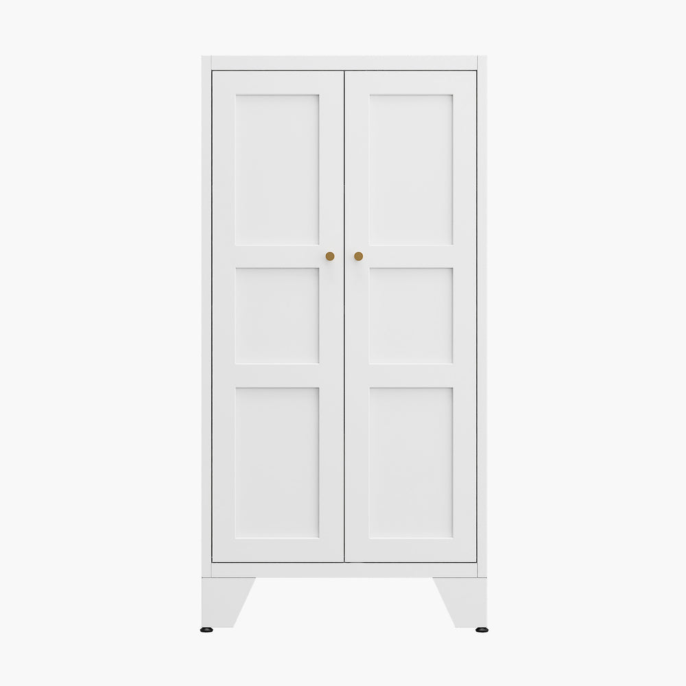 Yizosh 47" White Metal Storage Cabinet with 2 Doors & 3 Adjustable Shelves - Kitchen Pantry Storage Cabinet Locker for Kitchen,Living Room,Dining Room