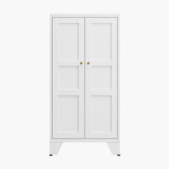 Yizosh 47" White Metal Storage Cabinet with 2 Doors & 3 Adjustable Shelves - Kitchen Pantry Storage Cabinet Locker for Kitchen,Living Room,Dining Room
