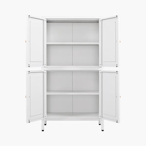 White Small Freestanding Metal Cabinet with Doors and Adjustable Shelves