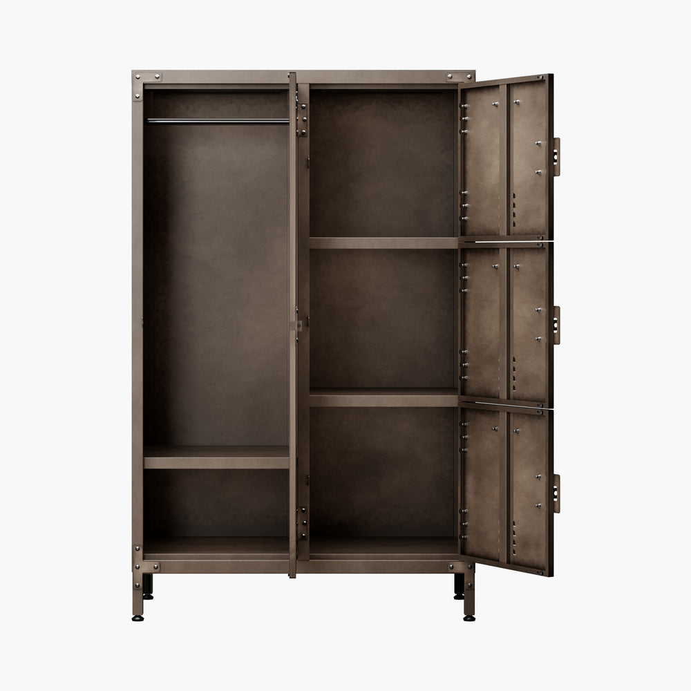 Yizosh 4 Door Metal Retro Wardrobe Storage Cabinet with Lockable Doors & Adjustable Feet, 18"D x 29.5"W x 55.1"H