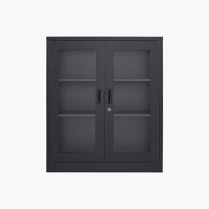 35.4" Metal Display Cabinet with Locking Acrylic Doors and Adjustable Shelves