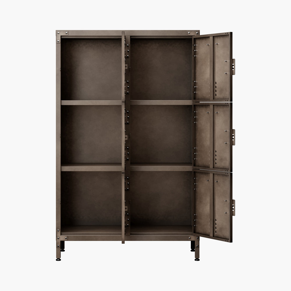 Yizosh 47.3" Metal Steel Retro Storage Cabinet with 6 Lockable Doors & Adjustable Feet, 14"D x 29.5"W x 47.3"H