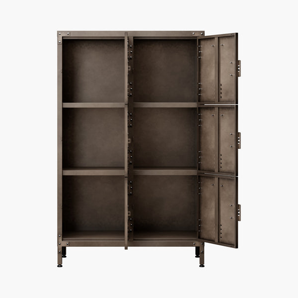 Yizosh 47.3" Metal Steel Retro Storage Cabinet with 6 Lockable Doors & Adjustable Feet, 14"D x 29.5"W x 47.3"H