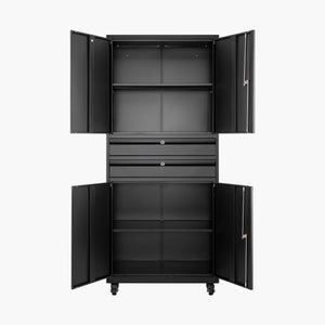 Yizosh 74" Tall Rolling Metal Tool Storage Cabinet with Locking Doors, 2 Drawers, Adjustable Shelves & 4 Wheels, Garage Storage And Organization
