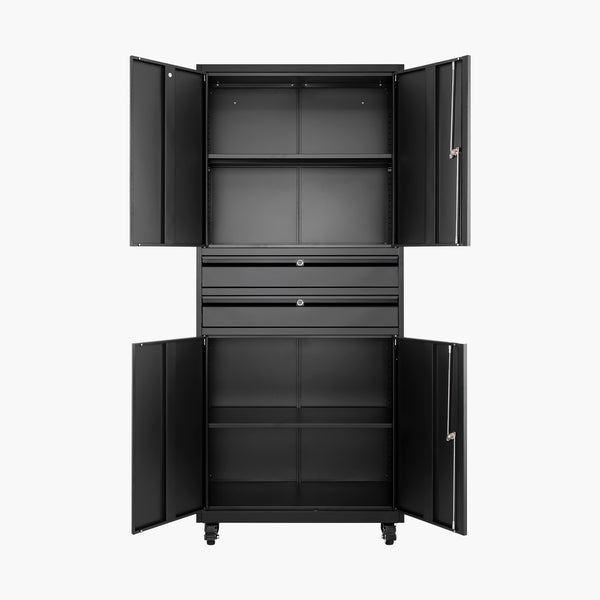 Yizosh 74" Tall Rolling Metal Tool Storage Cabinet with Locking Doors, 2 Drawers, Adjustable Shelves & 4 Wheels, Garage Storage And Organization