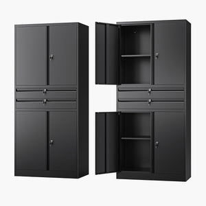 Yizosh 71" Metal Garage Storage Cabinet with Lock, 2 Drawers & Adjustable Shelves