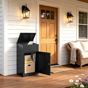 Yizosh 33.5"H Outdoor Package Delivery Box – Extra Large Steel Mailbox with Coded Lock and Weatherproof Design