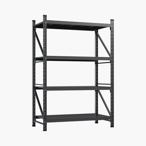 48" W Heavy Duty Metal Storage Shelves – 4-Tier Garage Rack, 3000 lbs Capacity, Adjustable Standing Shelf
