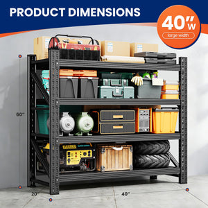 Yizosh 40" W Heavy Duty Garage Storage Shelves – 3000 lbs Capacity, Adjustable Standing Shelf