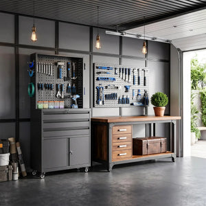 Yizosh 71" Rolling Metal Storage Cabinet with 3 Drawers and Adjustable Shelves