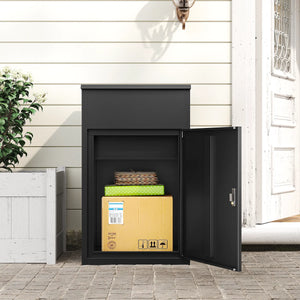 Yizosh 33.5"H Outdoor Package Delivery Box – Extra Large Steel Mailbox with Coded Lock and Weatherproof Design