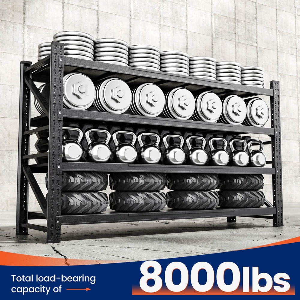 Yizosh 68" W Heavy Duty Metal Garage Shelving – 4 Tier Storage Rack, 8000 lbs Capacity