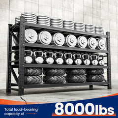 Yizosh 68" W Heavy Duty Metal Garage Shelving – 4 Tier Storage Rack, 8000 lbs Capacity