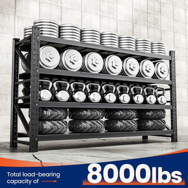Yizosh 68" W Heavy Duty Metal Garage Shelving – 4 Tier Storage Rack, 8000 lbs Capacity