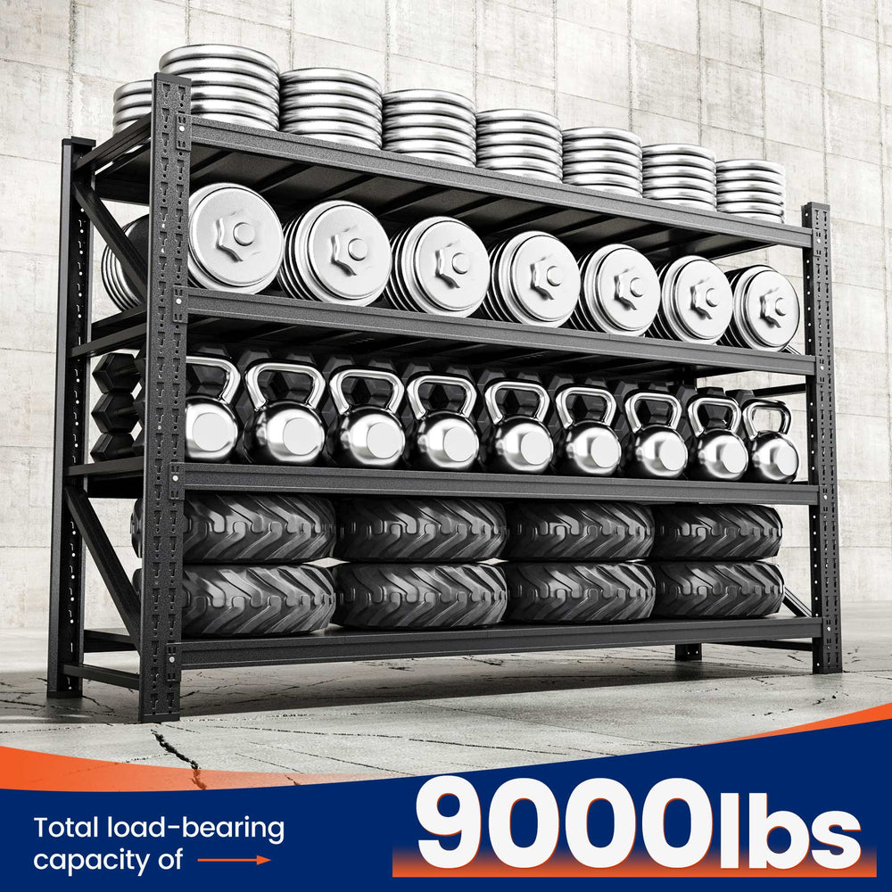 Yizosh 75" W Heavy Duty Metal Shelving – 9000 lbs Capacity, Adjustable Steel Shelf