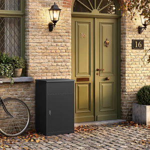 Yizosh 33.5"H Outdoor Package Delivery Box – Extra Large Steel Mailbox with Coded Lock and Weatherproof Design