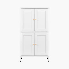 Yizosh White Small Freestanding Metal Cabinet with Doors and Adjustable Shelves