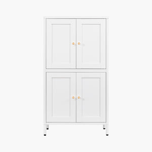 White Small Freestanding Metal Cabinet with Doors and Adjustable Shelves