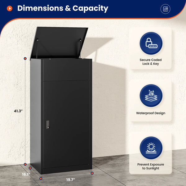 Yizosh 41.3"H Outdoor Package Delivery Box with Coded Lock and Anti-Theft Design