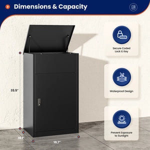 Yizosh 33.5"H Outdoor Package Delivery Box – Extra Large Steel Mailbox with Coded Lock and Weatherproof Design
