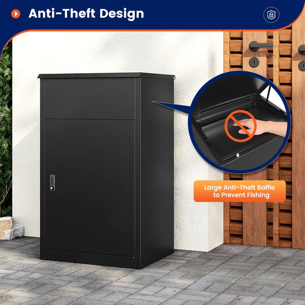 Yizosh 33.5"H Outdoor Package Delivery Box – Extra Large Steel Mailbox with Coded Lock and Weatherproof Design