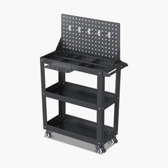 Yizosh 3-Tier Rolling Tool Cart with Wheels – 440 lbs Heavy-Duty Metal Utility Cart