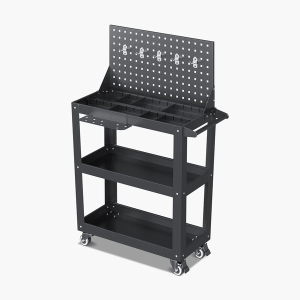 Yizosh 3-Tier Rolling Tool Cart with Wheels – 440 lbs Heavy-Duty Metal Utility Cart