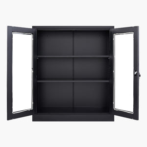 35.4" Metal Display Cabinet with Locking Acrylic Doors and Adjustable Shelves