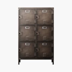 Yizosh 47.3" Metal Steel Retro Storage Cabinet with 6 Lockable Doors & Adjustable Feet, 14"D x 29.5"W x 47.3"H