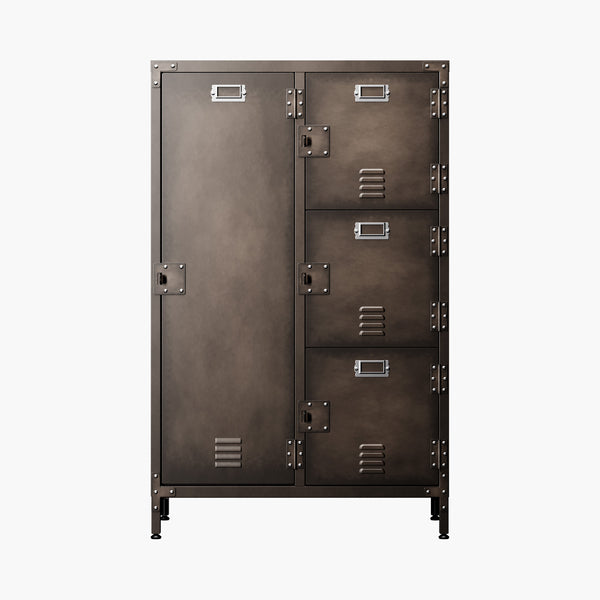 Yizosh 4 Door Metal Retro Wardrobe Storage Cabinet with Lockable Doors & Adjustable Feet, 18"D x 29.5"W x 55.1"H
